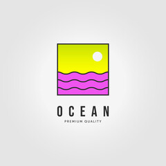Obraz premium Label if Nautical Logo Ocean Sunset Icon Concept Vintage Vector Illustration Design