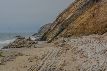 Gaviota State Park on the rocky coast of the Pacific Ocean in Goleta, Santa Barbara County, California