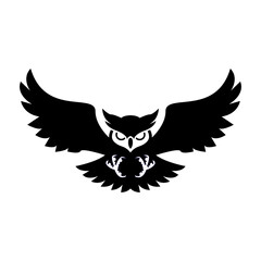 Owl Silhouette logo design isolated on white background