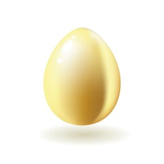 Realistic gold egg isolated on white background. Vector illustration. Easter celebration, religion holiday. Catholic, orthodoxy.