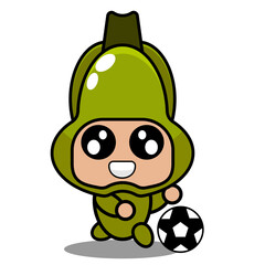 vector cartoon character simple chayote vegetable mascot costume playing football