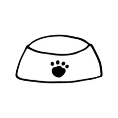 bowl pet food icon. hand drawn doodle. vector, scandinavian, nordic, minimalism, monochrome.