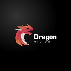 Vector Logo Illustration Dragon Gradient Colorful Style.