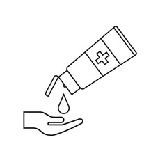 Disinfection. Hand sanitizer bottle icon, washing gel. Vector illustrationDisinfection. Hand sanitizer bottle icon, washing gel. Vector illustration	
