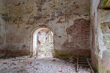 interior of an old abandoned temple