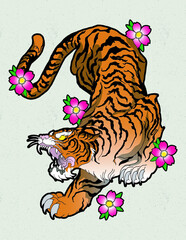 tiger with flowers