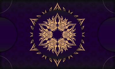 Purple luxury background with abstract mandala ornament. Elegant and classic vector elements with space for your text.