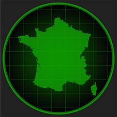 Template vector map outline France on radar