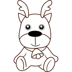 Cute animal comics vector on white background. Cute deer, cute deer, animal for kids concept. in cute form flash design and vector. Coloring exercises for children concept, child meditation concept