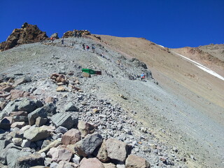 Hikers on Lassen Peak trail, Lassen Volcanic National Park