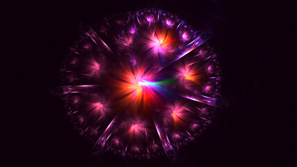 3D rendering abstract multicolor fractal light background