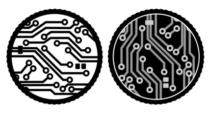 Digital Coin Pattern, Round Shaped Circuit Design