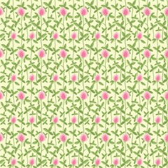 seamless pattern clover meadow pink on a light background