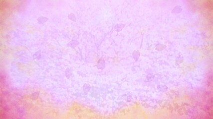 水彩絵の具で描いた桜と花びらの背景