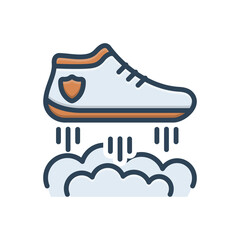 Color illustration icon for flying shoes 