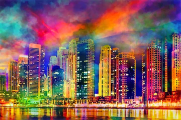 Poster city skyline at night © reznik_val