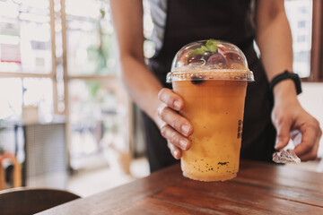 Iced Passions mixed fruits drinks served in the cafe.