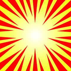 Red yellow pop art background retro cartoon explosion rays vector illustration. cartoon explosion