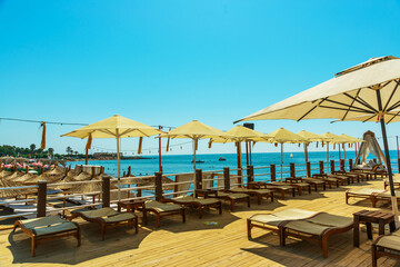 Fototapeta premium ANTALYA, TURKEY: Landscape on Lara beach on the Mediterranean coast in Antalya.
