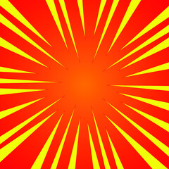 Red yellow pop art background retro cartoon explosion rays vector illustration. cartoon explosion