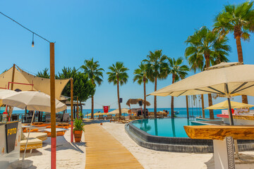 ANTALYA, TURKEY: Beautiful territory of Fosforlu beach on a sunny day.