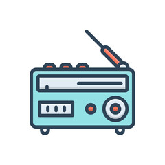 Color illustration icon for radio 