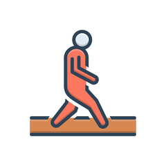 Color illustration icon for walk