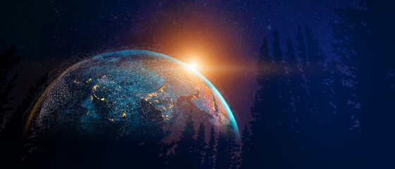 Global connection The best in the world of wireless connections. Best Global Business Internet Ideas from Artificial Intelligence Concept. Map of the planet. Elements of this image furnished by NASA.