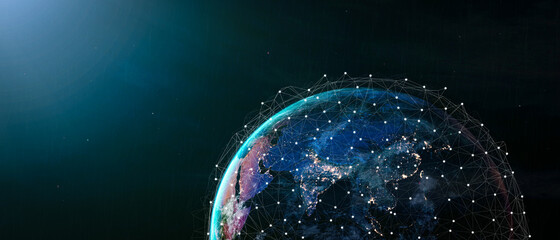 Global connection The best in the world of wireless connections. Best Global Business Internet Ideas from Artificial Intelligence Concept. Map of the planet. Elements of this image furnished by NASA.