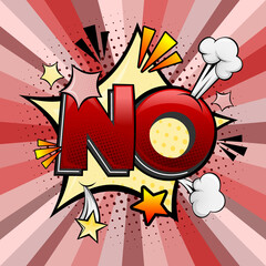 Comic speech bubble with expression text NO