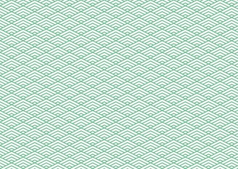 和紙に描かれた若竹色の菱青海波模様、日本の伝統模様素材