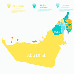Colored political map of the United Arab Emirates with clearly marked layers. Vector illustration. EPS 10