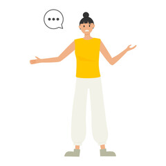 Vector illustration of a woman complaining of discrimination and distress.