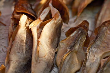 Smoked fish on the table. Lots of different fish at the festival.
