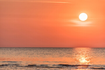 Orange Sunset on the Baltic Sea in Summer