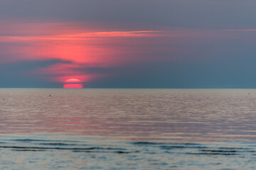Pink Summer Sunset on the Baltic Sea