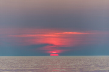 Pink Summer Sunset on the Baltic Sea