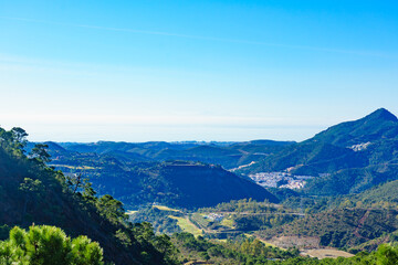 Fototapeta premium Spanish green andalusian mountains view.