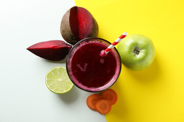 Concept of healthy drink with beetroot smoothie