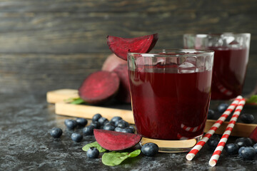 Concept of healthy drink with beetroot smoothie