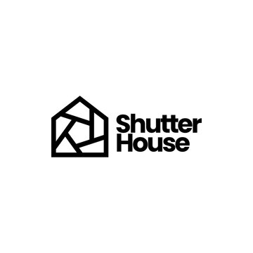 shutter house home photo camera lens logo vector icon illustration