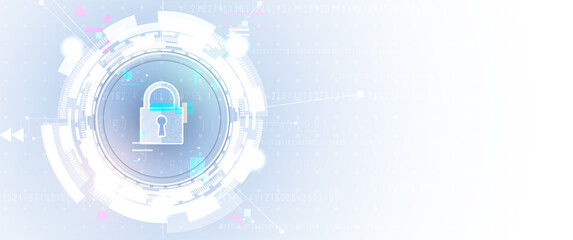 Obraz premium internet digital security technology concept for business background. Lock on circuit board