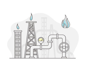 Fototapeta premium Natural Gas or Fossil Fuel as Energy Source Line Vector Illustration