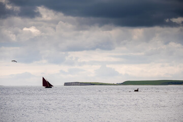 Galway hooker type wooden sailing in Galway bay