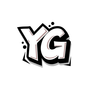 Simple Initial Logo Lettering Cartoon Grafity Black and White YG
