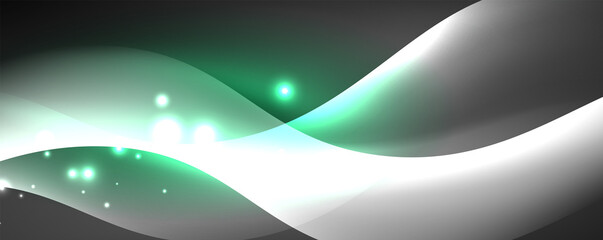 Shiny glowing neon wave, light lines abstract background. Magic energy and motion concept. Vector wallpaper template