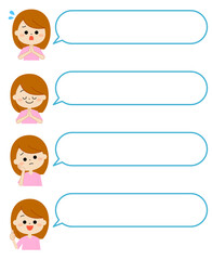 女性の吹き出しセット