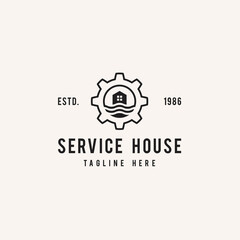 gear service home house logo design vector illustration, designs isolated, vector template.