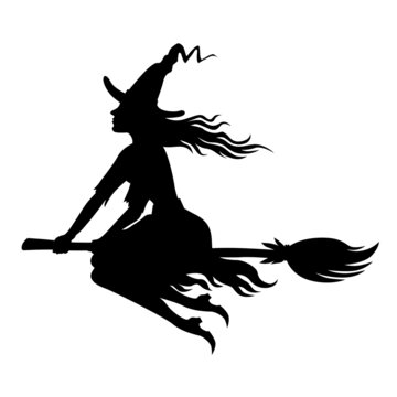 Witch on broom fly