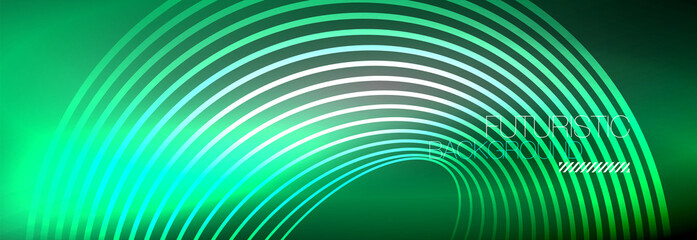 Obraz premium Dark abstract background with glowing neon circles. Trendy layout template for business or technology presentation, internet poster or web brochure cover, wallpaper